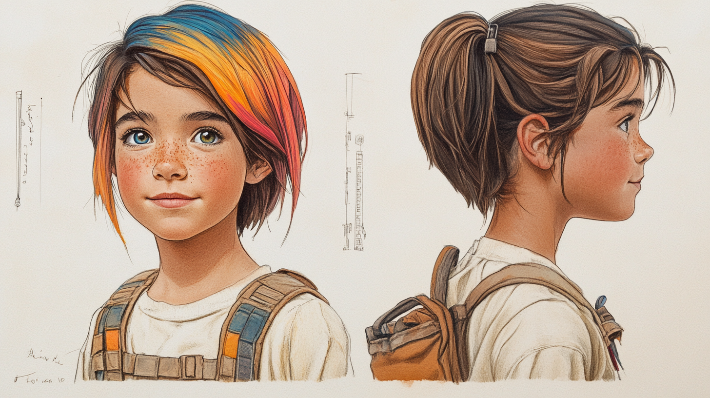 AI-generated character reference sheet