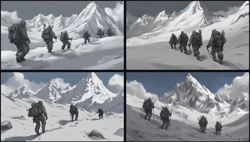 AI-generated storyboard panels